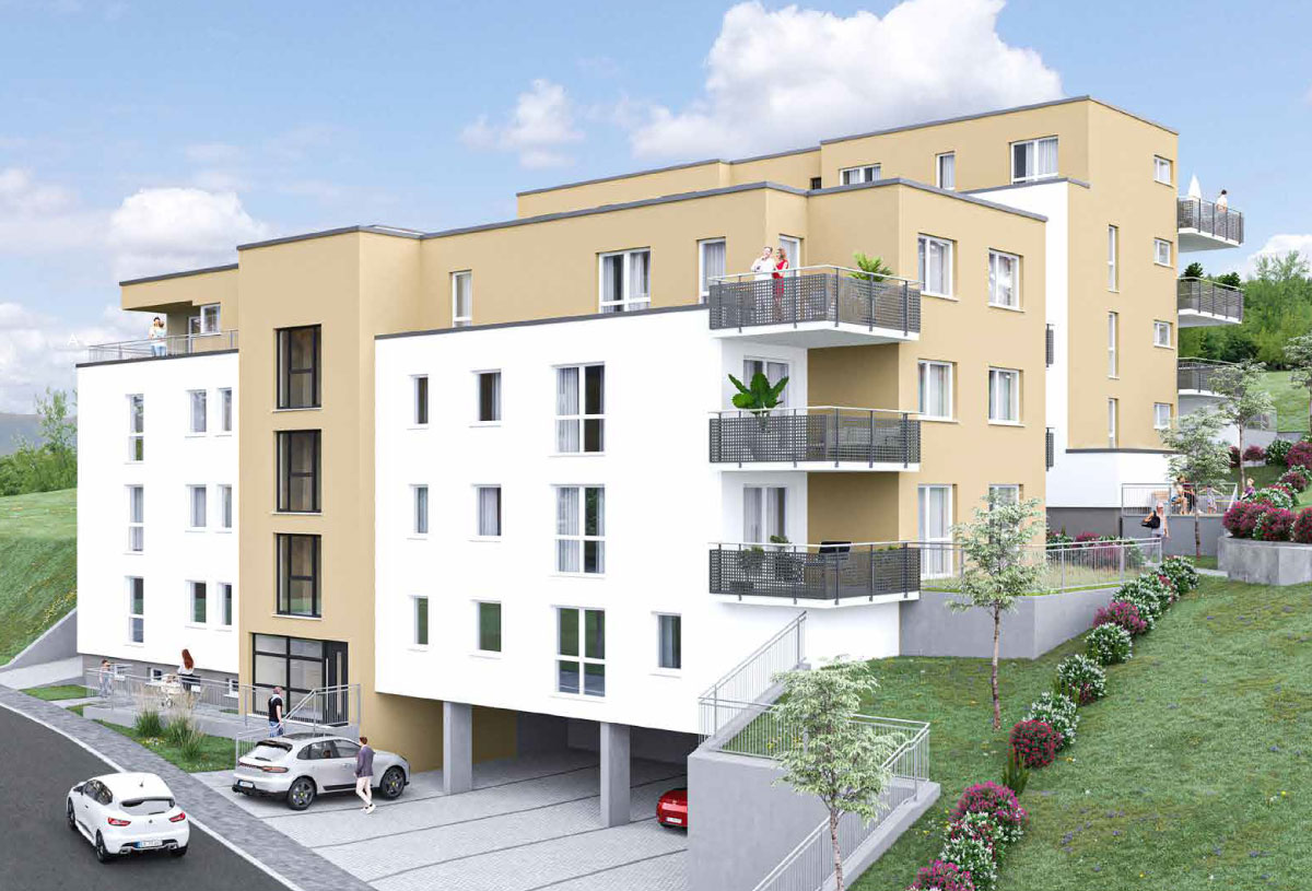 Vorderansicht Haus A und B Bauprojekt Fuchsklinge, Krämerbau Winnenden